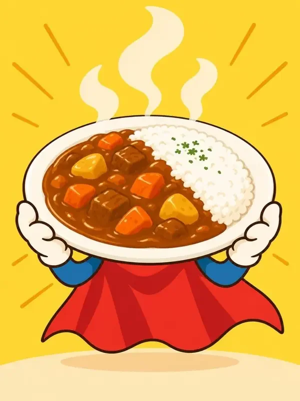 咖喱饭救世界 - 金蕉连载作品封面 咖喱饭救世界封面插画:世界上最后一碗咖喱饭,在拯救所有人。